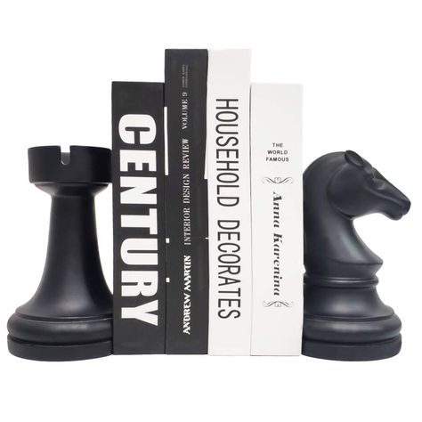 Book Holder For Desk, Bookends Decor, Unique Bookends, Havenly Living Room, Chess Books, Decorative Bookends, Desk Decoration, Book Ends, Book Holders