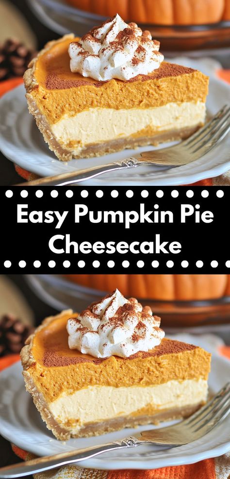 Need easy cheesecake recipes? This Easy Pumpkin Pie Cheesecake Recipe is perfect! A unique twist on pumpkin pie recipes, it's a must-try for those who love both pumpkin recipes and cheesecake recipes. Easy Pumpkin Pie Cheesecake, Pumpkin Pie Cheesecake Recipe, Pumpkin Pie Cheesecake, Pumpkin Cheesecake Recipes, Pie Cheesecake, Easy Pumpkin Pie, Pumpkin Pie Recipe, Easy Cheesecake Recipes, Pumpkin Pie Recipes