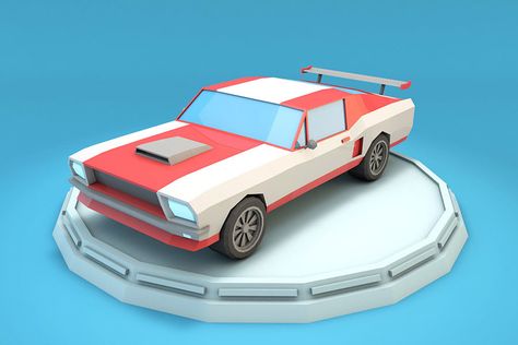 Race Car Sets, Car Mustang, Low Poly Car, Cars Cartoon, Car Low, Mustang Car, Low Poly Games, Low Poly Models, Low Poly 3d