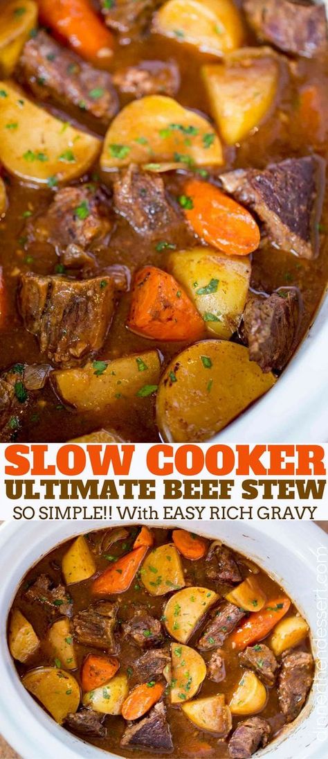 The easiest, most delicious Ultimate Slow Cooker Beef Stew. Ultimate Beef Stew, Slow Cooker Kip, Beef Stew Dinner, Slow Beef Stew, Slow Cooker Recipes Beef Stew, Crockpot Recipes Beef Stew, Slow Cooker Recipes Beef, Pot Roast Slow Cooker, Slow Cooker Beef Stew