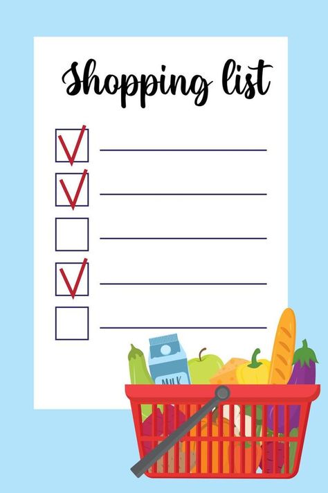 Shopping list template with supermarket busket with healthy food and vegetables. Page template with lines for writing a shopping list. Buy list or market checklist with lines. Supermarket List Shopping, Market Checklist, Groceries Aesthetic, Costco Shopping List, Cartoon List, Flag Ideas, Shopping List Template, Costco Shopping, English Grammar Exercises