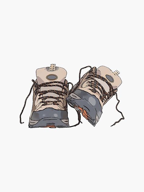 Gallery Preview Camping Boots, Hiking Boots Tattoo, Trekking Drawing, Hiking Boot Tattoo, Hiking Boots Drawing, Trekking Illustration, Hiking Boot Drawing, Hiking Backpack Drawing, Hiking Boots Illustration