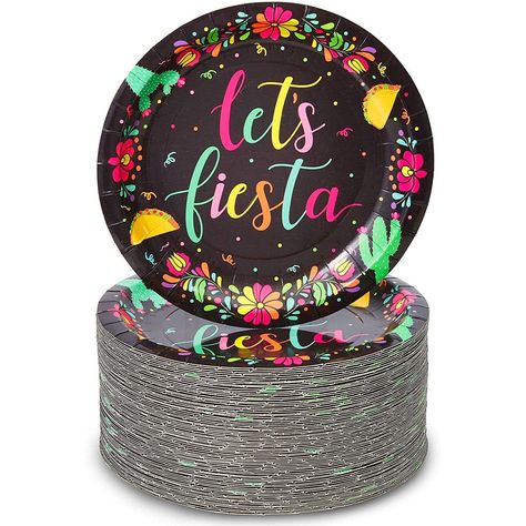 Fiesta Party Supplies, Paper Lace Doilies, Plates Black, Plastic Party Plates, Mexican Party Decorations, Fiesta Birthday Party, Mexican Birthday, Fiesta Party Decorations, Desserts Snacks