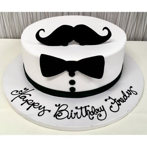 Hat Cake For Men, Mustache Cake For Men, Moustache Cake, Bow Tie Cake, Tie Cake, Mustache Cake, Decor Tort, Mustache Theme, Modern Birthday Cakes