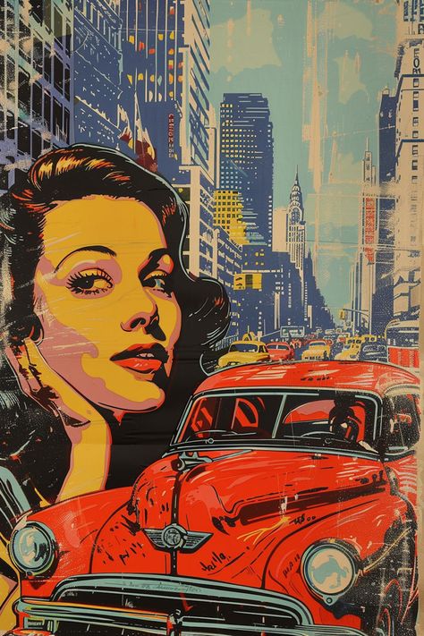 #popart #digitalart 1950s Pop Art, 60s Pop Art, Usa Street, 50s Pinup, Drawing Styles, Pinup Art, Hottie Women, Vintage Poster Art, Pin Up Art