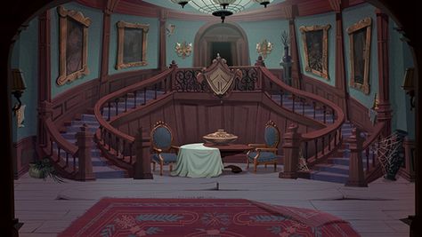 Haunted House Interior, Living Room Illustration, 2d Game Background, Interior Concept Art, Kim Smith, Environment Painting, Haunted House Props, Props Concept, Old Mansion