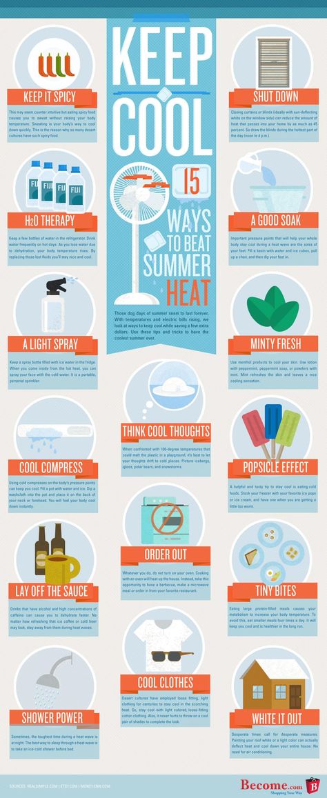 15 Ways To Stay Cool in the Heat Summer Life Hacks, Smart Air Conditioner, Hate Summer, Survival Foods, Summer Hacks, Helpful Things, Desert Life, Healthy Family, Summer Ideas