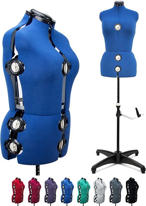 Amazon.com: Blue 13 Dials Female Fabric Adjustable Mannequin Dress Form for Sewing, Mannequin Body Torso with Stand, Up to 70" Shoulder Height. (Large) : Arts, Crafts & Sewing Sewing Mannequin, Adjustable Dress Form, Adjustable Mannequin, Mannequin Display, Adjustable Dress, Mannequin Dress, Body Form, Alt Fashion, Dress Form