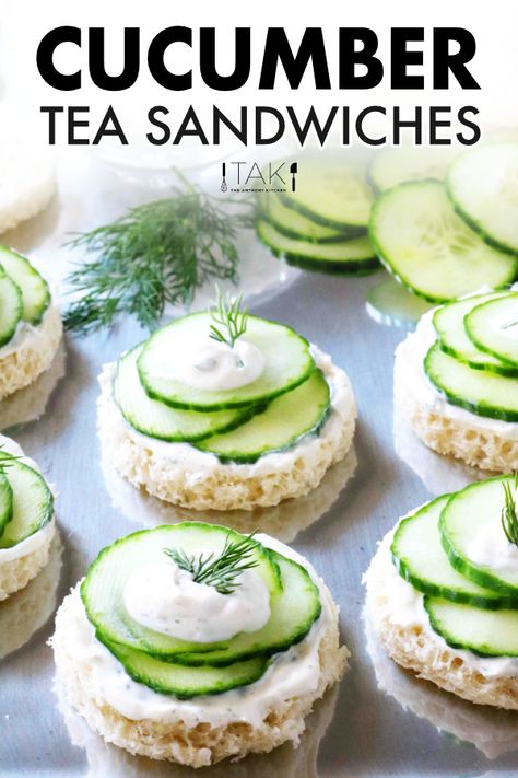 Cucumber Dill Finger Sandwiches, Yea Party Sandwiches, Cucumber Party Sandwiches, Tea Party Sandwiches Recipes, Yea Party, Cucumber Sandwiches Recipes, Cucumber Tea, Finger Sandwich, Cucumber Sandwich