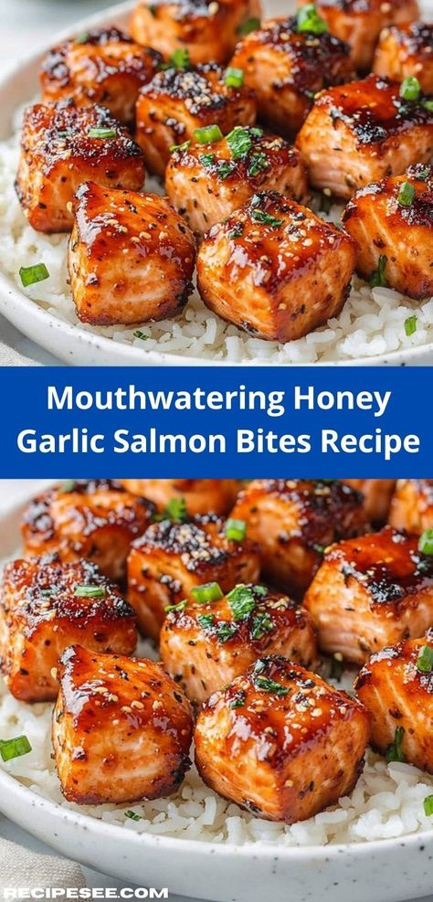 Craving a delicious and quick dinner? These Mouthwatering Honey Garlic Salmon Bites are the perfect solution. Packed with flavor and easy to prepare, they're a family favorite that makes weeknight meals delightful. Honey Garlic Salmon Bites, Garlic Salmon Bites, Salmon Bites Recipe, Salmon Soy Sauce, Salmon Bites, Honey Garlic Salmon, Kielbasa Recipes, Garlic Salmon, Honey Garlic Sauce