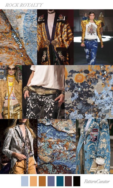 TRENDS // PATTERN CURATOR - ROCK ROYALITY . FW 2018 | FASHION VIGNETTE | Bloglovin’ Mood Board Fashion Inspiration, Pattern Curator, Fashion Trend Board, Fashion Forecasting, Patterns Design, Fashion Trends Winter, Mood Board Fashion, Print Trends, Winter Trends