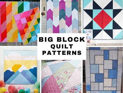 Big Block Quilt Patterns, Block Quilt Patterns, Baby Quilts Easy, Free Baby Quilt Patterns, Baby Quilt Patterns Easy, Quilt Big, Big Block Quilts, Plus Quilt, Block Quilt