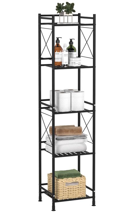 PRICES MAY VARY. 【Heavy-Duty Storage Shelf】Made of metal shelves and thickened tube for providing you with a long-term storage solution. Perfect storage shelves for organizing your bathroom collection, towels, toiletries, kitchenware, laundry supplies, clothes, plants, books, and more items. Keep your home neat and organized. 【X Frame Design】The three sides of the open shoe rack are designed with horizontal guardrails to keep the storage items from falling off due to tilting. The X-shaped guardr Luxury Bathroom Storage Ideas, Bathroom Tiered Shelf, Small Apartment Bathroom Storage Ideas, Apartment Bathroom Storage Ideas, Bathroom Cart Organization, Bathroom Racks Ideas Shelves, Bathtub Storage Ideas, Bath Towel Storage Ideas, Small Bathroom Towel Storage Ideas