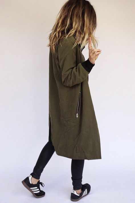 Zip Coat, Mode Boho, Looks Street Style, Green Coat, Mode Inspo, Looks Style, Mode Inspiration, Look Fashion, Autumn Winter Fashion