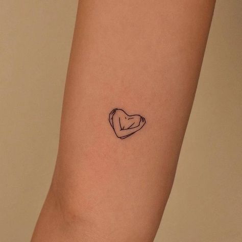 Love Yourself Minimalist Tattoo, Small Tattoo Ideas Self Love, Minimalist Tattoo About Self Love, Small Self Love Quote Tattoos, Subtle Love Tattoos, Cute Love Tattoos For Women, Self Loving Tattoos, Tattoos Representing Self Love, Self Love Hug Heart Tattoo