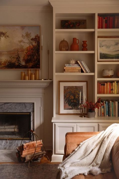 21+ Sophisticated Living Room Ideas You Need To Know Built In Shelves Master Room, Bookcase Surrounding Fireplace, Antique Shelves Living Room, Mantel And Built Ins, Built Ins With Frame Tv, Colonial Fireplace With Built Ins, Library Around Fireplace, Built In Shelves Living Room Victorian, Craftsman Style Built Ins Bookcases