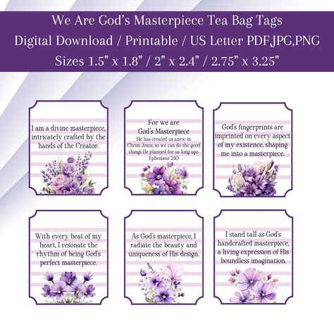 Scripture Tea Tags | Printable Tea Tags | Scripture Tags | Teabag Tags | Bible Verse | Mother's Day Tea Decor | Women's Retreat | Tea Party Scripture Tea Tags, Scripture Tea, Tea Tag, Retreat Gifts, Women's Retreat, Tea Decor, Womens Retreat, Beautiful Scripture, Tags Printable