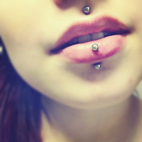 lip piercings tumblr - Google Search Top Lip Piercing, Piercings Corps, Labret Piercing Ring, Double Nostril, Least Painful Piercings, Spiderbite Piercings, Labret Vertical, Medusa Piercing Jewelry, Upper Lip Piercing