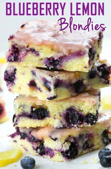 Blueberry Lemon BlondiesBlueberry Lemon Blondies - OMG Chocolate Desserts - Deserts Recipes Blueberry, Best Blueberry Desserts, Midwestern Dessert Salad, Sour Dessert Recipes, Desserts Not Too Sweet, Summer Blueberry Desserts, Individual Layered Desserts, Spring Dessert Bars, Cold Sweets Desserts