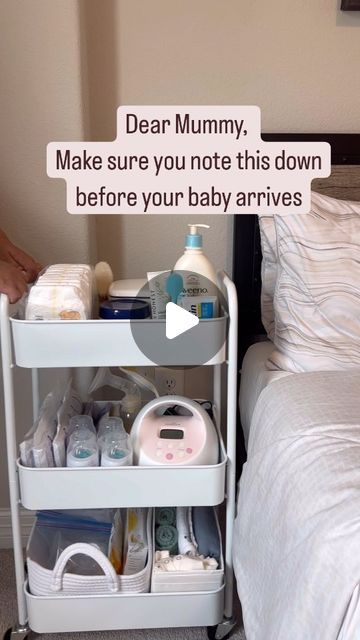 Newborn Station In Bedroom, Baby Station In Kitchen, Living Room Baby Station, Baby Station In Bedroom, Bedside Newborn Station, Newborn Bedside Station, Baby Bottle Organization Kitchen, Bottle Organization Baby, Bedside Baby Station