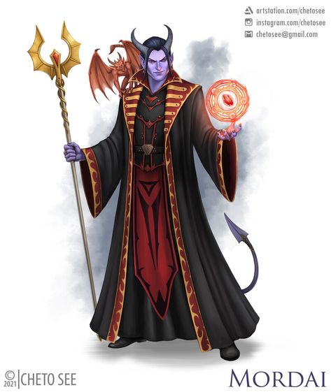 ArtStation - Mordai, Tiefling Warlock, Cheto See Tiefling Warlock, Darkest Dungeon, Fantasy Races, Dungeons And Dragons Characters, Demon Art, Dnd Art, Fantasy Concept Art, High Fantasy, Dungeon Master