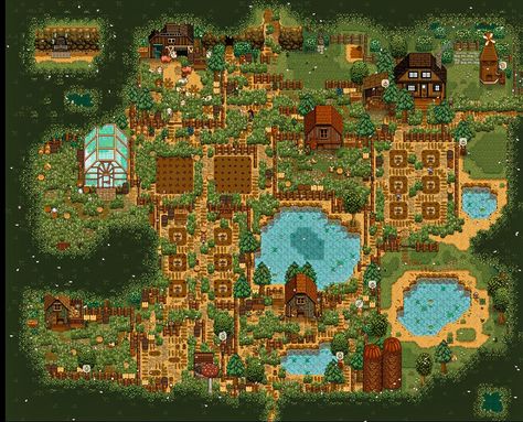 Stardew Valley Farm, Stardew Farms, Forest Farm, Stardew Valley Layout, Stardew Valley Tips, Stardew Valley Farms, Forest Games, Valley Game, Stardew Valley Fanart