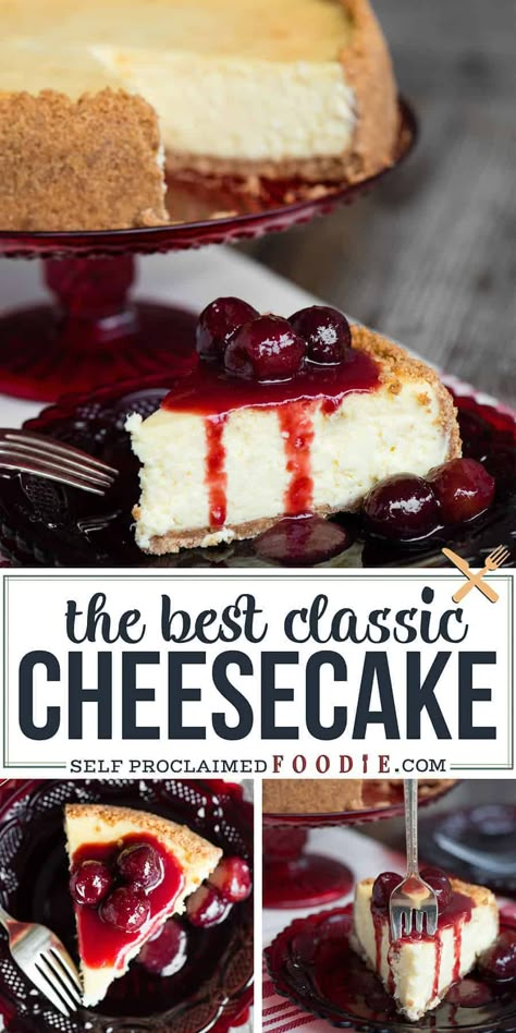 Cheesecake Homemade, Raspberry Sauce Recipe, Homemade Cheesecake Recipes, Cherry Cheesecake Recipe, Cherry Topping, Cheesecake Recipes Classic, Homemade Cheesecake, Classic Cheesecake, Best Cheesecake