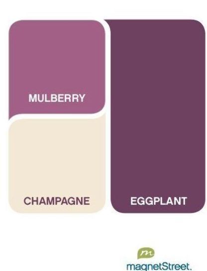 Eggplant Color Scheme, Aubergine Color Palette, Plum Color Palette, Cream Wedding Colors, Aubergine Color, Purple Nursery, Mulberry Color, Purple Color Palettes, Hex Color Palette