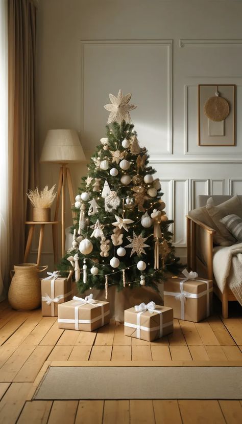 🎄 21 Stunning Elegant Christmas Tree Decorating Ideas You Must Try This Holiday Season! ✨ Christmas Tree Decorations Items, Elegant Christmas Tree Decorations, Christmas Tree Decorating Ideas, Christmas Tree Decor Ideas, White Baubles, Natural Ornaments, Tree Decor Ideas, Tree Decorating Ideas, Straw Decorations