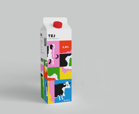 Milk Packaging Design, Typography Packaging, Milk Brands, Tea Packaging Design, Milk Packaging, Drinks Packaging Design, Graphic Design Packaging, Box Packaging Design, Milk Carton