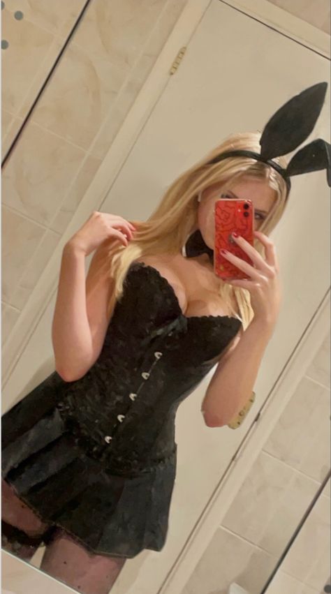 White And Black Bunny Costume, Black And White Bunny Costume, Black Playboy Bunny Costume, Black Bunny Costume Halloween, Hot Bunny Halloween Costumes, White Playboy Bunny Costume, Halloween Costumes Playboy Bunny, Playgirl Bunny Costume, Playboy Bunny Birthday Party Ideas