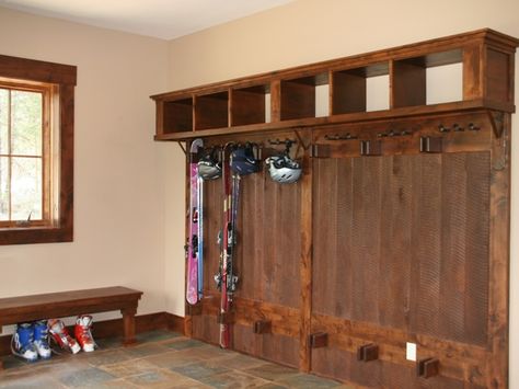 Mudroom Ski Rack                                                                                                                                                                                 More Ski Mudroom Ideas, Ski Mudroom, Ski Mud Room, Gear Room, Ski Room, Ski Condo, Mudroom Organization, Mud Rooms, Ski Storage