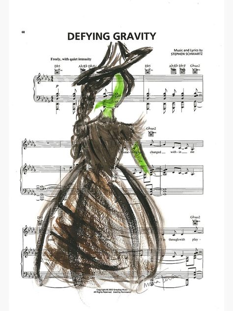 "Elphaba - Defying Gravity" Art Print by etav | Redbubble Wicked Painting, Wicked Musical Aesthetic, Elphaba Aesthetic, Wicked Defying Gravity, Wicked Drawings, Wicked Aesthetic, Gravity Art, Wicked Art, Wicked Musical