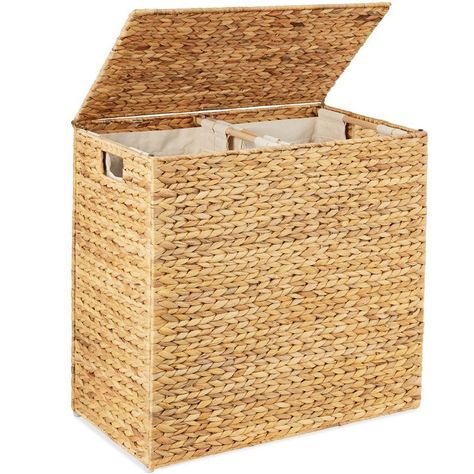 Best Choice Products Large Natural Water Hyacinth Double Laundry Hamper Basket W/ 2 Liner Bags, Handles - Natural : Target Double Hamper, Double Laundry, Laundry Hamper Storage, Hamper With Lid, Double Laundry Hamper, Laundry Hamper With Lid, Laundry Sorter, Clothes Hamper, Hamper Storage