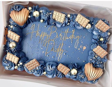 Blue Sheet Cake, Square Cake Design Birthdays, Square Birthday Cake Ideas, Rectangle Cake Designs, Sheet Cakes Decorated Birthdays, Birthday Cake For Papa, Gateau Baby Shower Garcon, Sheet Cakes Decorated, Square Birthday Cake