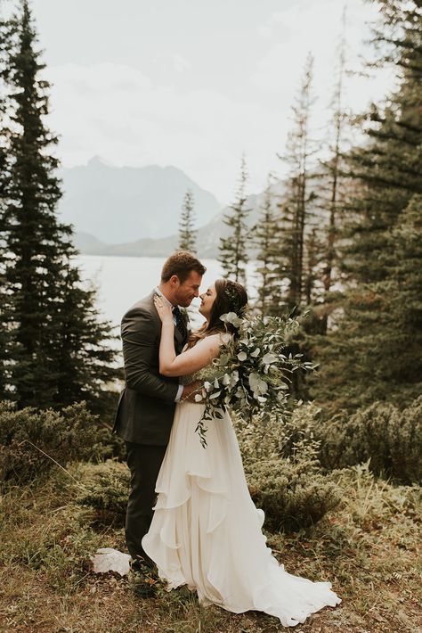 Intimate Cabin Wedding at Lower Kananaskis Lake via Rocky Mountain Bride Cabin Wedding Ideas, Kananaskis Wedding, Campground Wedding, Cabin Wedding, Family Cabin, Mountain Bride, Intimate Wedding Ceremony, Canadian Rockies, Wedding Rentals