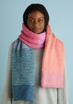 Crochet Striped Scarf Pattern Free, Stripe Scarf Knit, Theme Clothes, Knitted Scarves, Knitting Patterns Free Scarf, Color Block Scarf, Knit Ideas, Purl Soho, Free Scarf