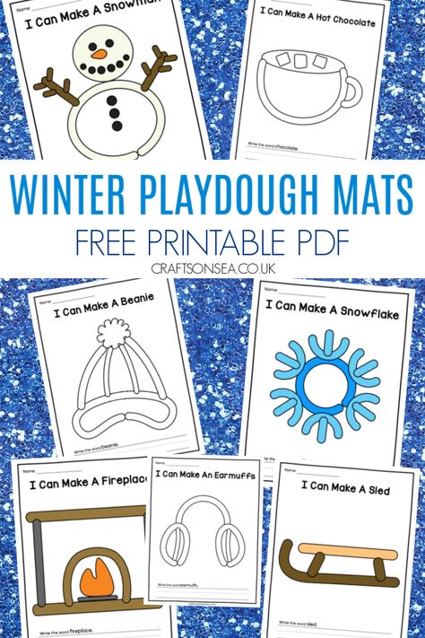 Preschool Winter Free Printables, Winter Pattern Block Mats Free, Winter Art Center Preschool, Winter Playdough Mats Free Printables, Snowflake Playdough Mats, Winter Theme Preschool Activities Free Printables, Winter Lacing Cards Printable Free, Winter Themed Games For Kids, Free Printable Playdough Mats