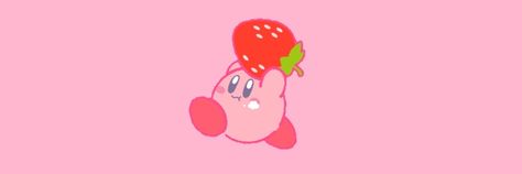 Strawberry Youtube Banner, Kirby Twitter Banner, Kirby Discord Banner, Kirby Widgets Long, Strawberry Banner Gif, Twitter Banner Pink, Kirby Header, Kirby Strawberry, Kirby Banner