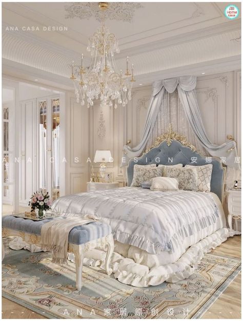 Royal Bedroom Design, Royal Room, Royal Bedroom, Fancy Bedroom, Stylish Bedroom Decor, Bad Inspiration, Casa Vintage, Classic Bedroom, Dream House Rooms