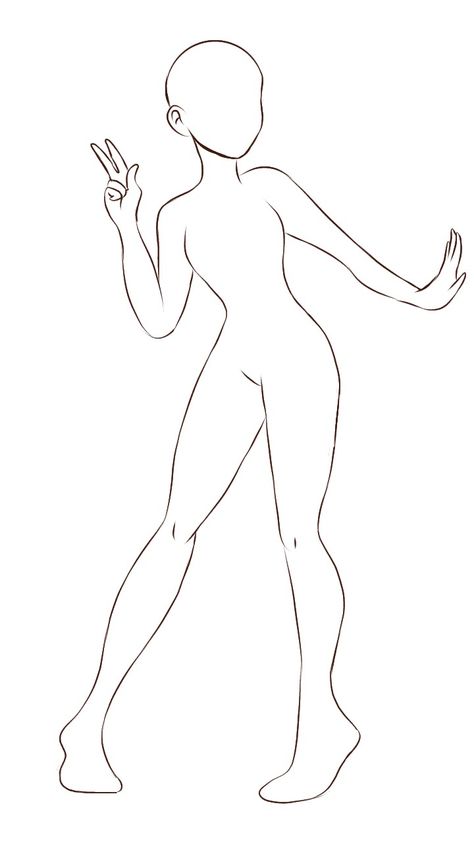 Woman Body Drawing Template, Body Frame Drawing, Body Base Drawing Pose Reference Female, Girl Template Drawing, Oc Body Base Female With Hair, Person Outline Sketch, Body Template Drawing Pose Reference, Drawing Of A Girl Body, Draw Body Anime