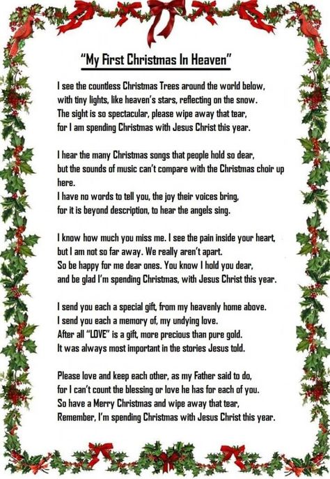 My First Christmas In Heaven Poem is one of the most famous Christmas poems people use during the Xmas holidays. Print and download files. First Christmas In Heaven Poem, My First Christmas In Heaven, Printable Christmas Quiz, First Christmas In Heaven, Christmas In Heaven Poem, Merry Christmas In Heaven, Memory Quotes, Heaven Poems, Christmas Poem