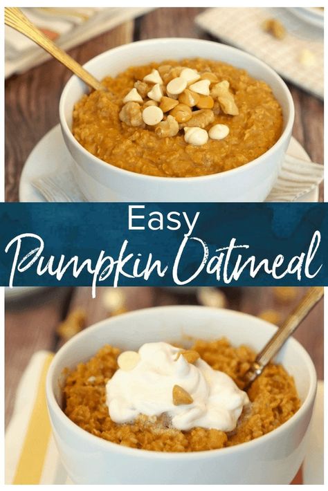 Pumpkin Breakfast Recipes Healthy, Rolled Oats Breakfast, Easy Pumpkin Oatmeal, Baked Oatmeal Recipes Healthy, Microwave Oatmeal, Low Calorie Pumpkin, Oatmeal Pumpkin, Easy Microwave Recipes, Baked Pumpkin Oatmeal