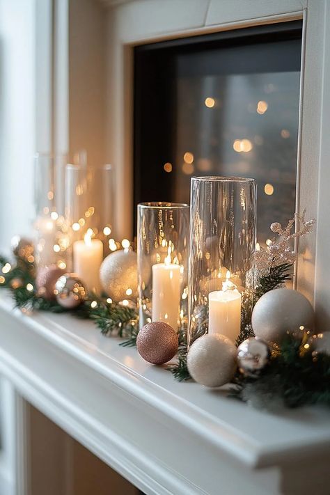 15 Chic Christmas Mantle Decor Ideas for Cozy Fireplaces 36 Corner Christmas Decorations, Christmas Decor On Tv Stand, Simple Christmas Coffee Table Decor, Christmas Chimney Decoration, Sideboard Christmas Decor, Decorating With Ornaments, Dollar Tree Crafts Diy Christmas Decor, Christmas Decor Ideas For Living Room, Coffee Table Christmas Decor Ideas