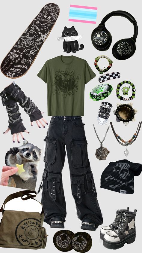 Grunge Accessories Diy, Transmasc Fashion, Trans Outfits, 2000s Alt Fashion, Outfits Masc, Simple Outfits For School, Masc Outfits, Grunge Accessories