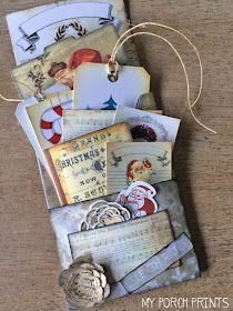 Vintage Christmas Loaded Envelope Tutorial Pocket Christmas Cards, Craft For Teenagers, Stuffed Pockets, Stuffed Envelopes, Spool Ornaments, Loaded Pockets, Punch Christmas, Christmas Journaling, Christmas Ornament Tutorial