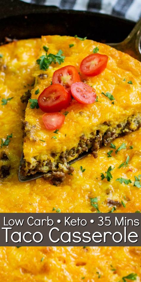 Low Carb Taco Casserole, Low Carb Taco, Dinner Recipes Healthy Low Carb, Taco Meat Recipes, Healthy Low Carb Dinners, Low Carb Tacos, Low Carb Casseroles, One Skillet Meals, 3 Ingredient Recipes