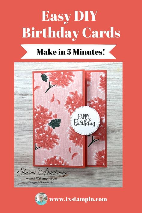 Easy To Make Birthday Cards Diy, Folded Greeting Cards, Diy Card Design Ideas, Cards With Designer Paper, Card Making Templates Layout, Happy Card Ideas, Card Layouts Templates Free Printable, Make Your Own Birthday Cards, Stampin Up Easy Birthday Cards