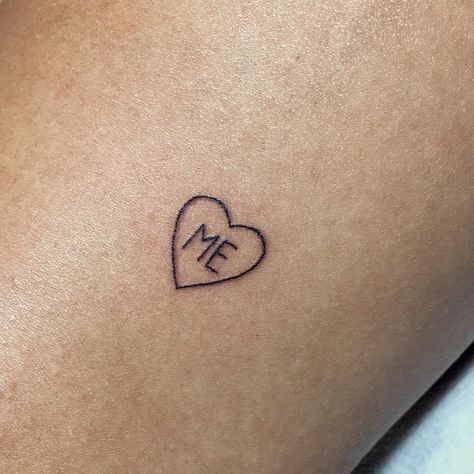 Me heart tattoo - self love Tiny Tats, Love Yourself Tattoo, Self Love Tattoo, Tattoo Trend, Inspiration Tattoos, Initial Tattoo, Cute Tiny Tattoos, Discreet Tattoos, Dainty Tattoos