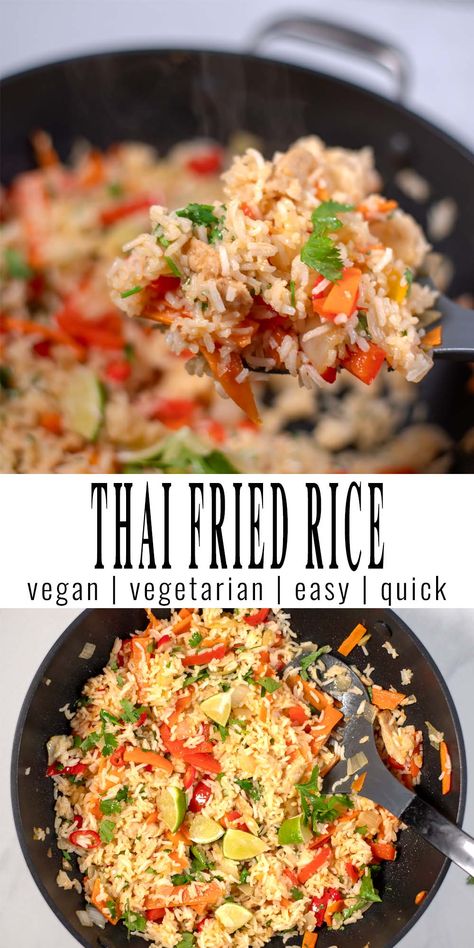 Thai Fried Rice Recipe, Vegetarian Rice Recipes, Vegetarian Fried Rice, Vegetarian Thai Recipes, Thai Fried Rice, Vegetarian Thai, Simple Family Meals, Vegan Easter, Eating Vegan